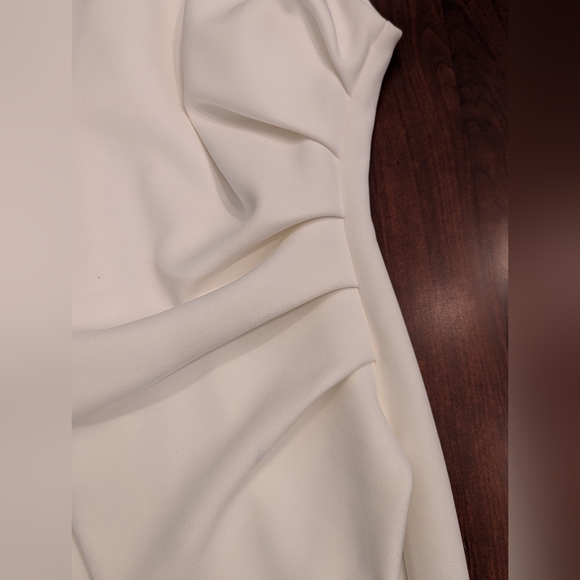 MISHA IDA ruched asymmetric midi dress, size 8 in ivory - Picture 8 of 16